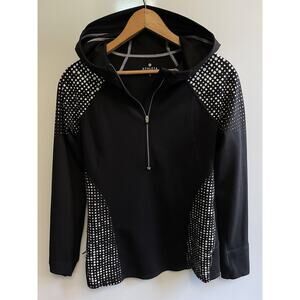 Athleta Womens Running Wild 1/4 Zip Pullover Hoodie Sweater Black S